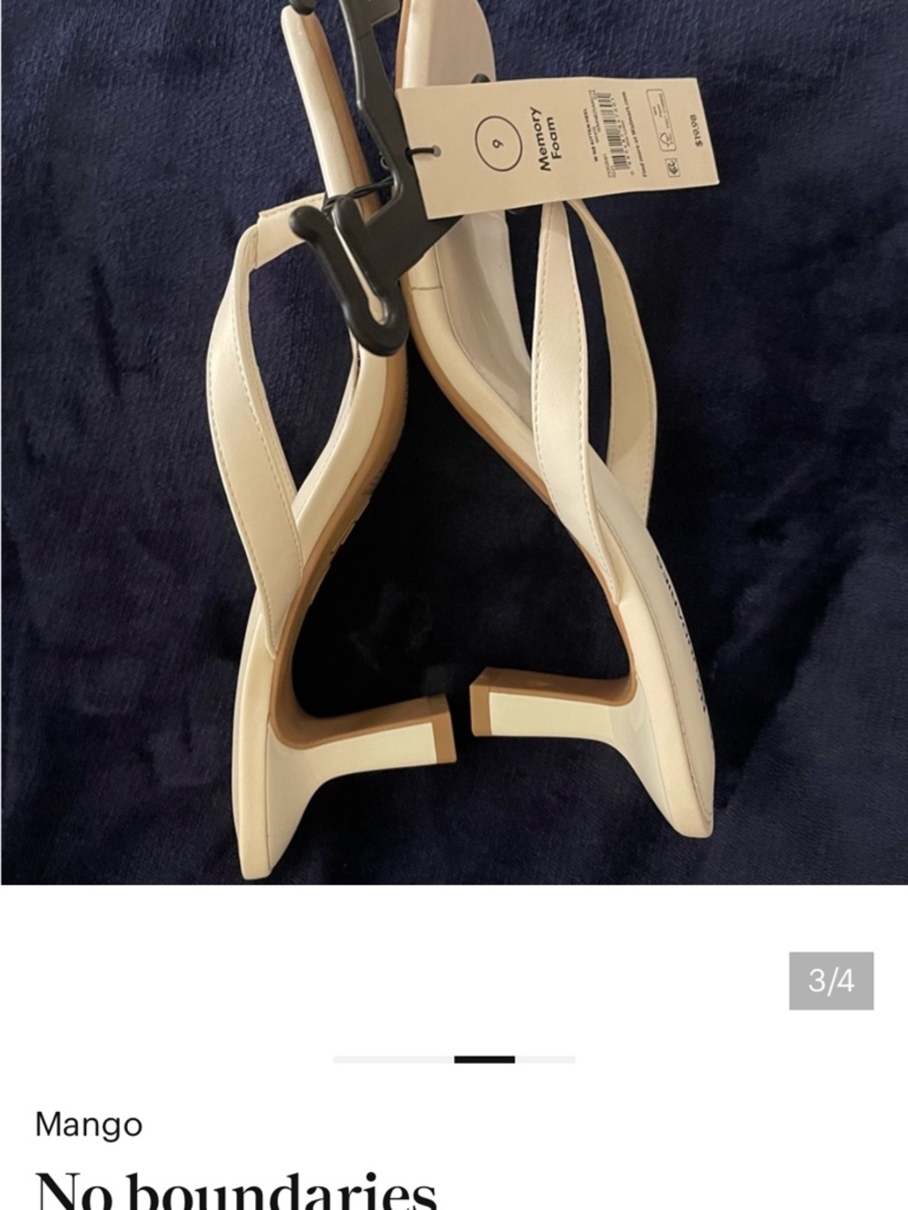 Mango Cream Slingback Square-Toe Heeled Sandals - Picture 3 of 5